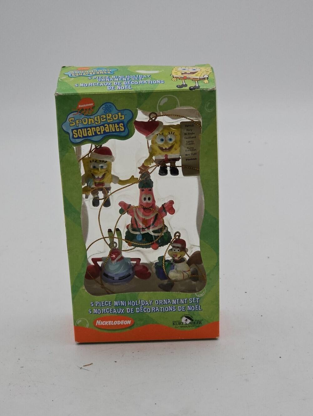 VTG Nickelodeon SpongeBob Squarepants 5 Mini Holiday Ornaments Set 2004